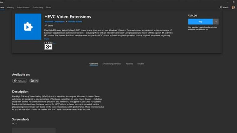 download the last version for ipod HEVC Video Extensions