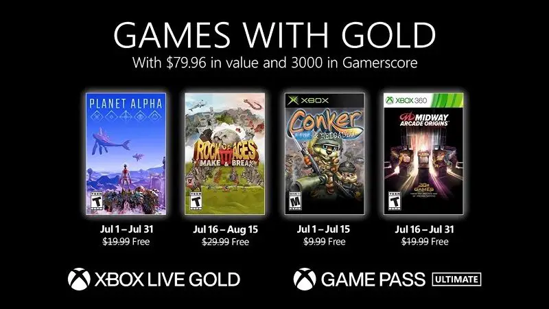 Xbox Games with Gold July 2021 Free Games Announced