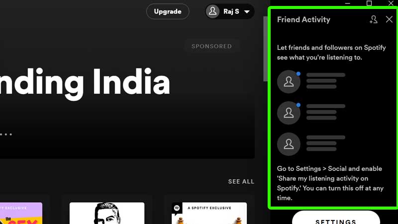 Действия друзей в Spotify не работают, исправление