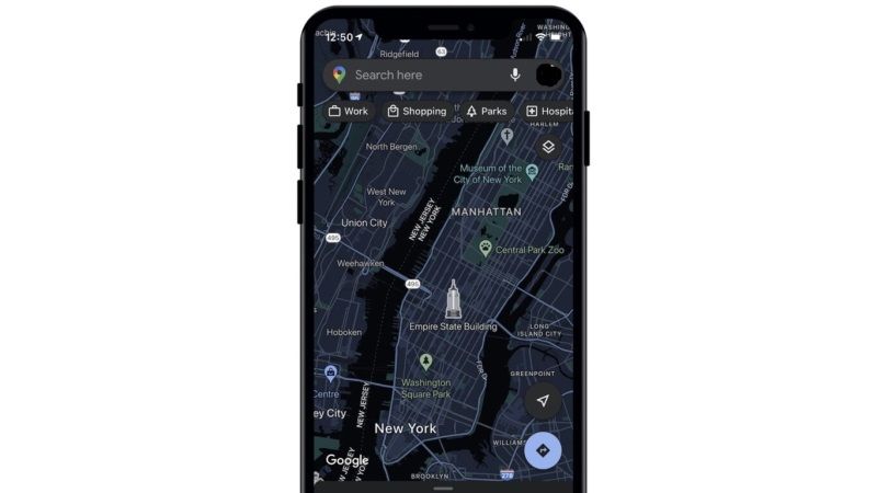 включить темный режим в картах google на iphone с ios 15