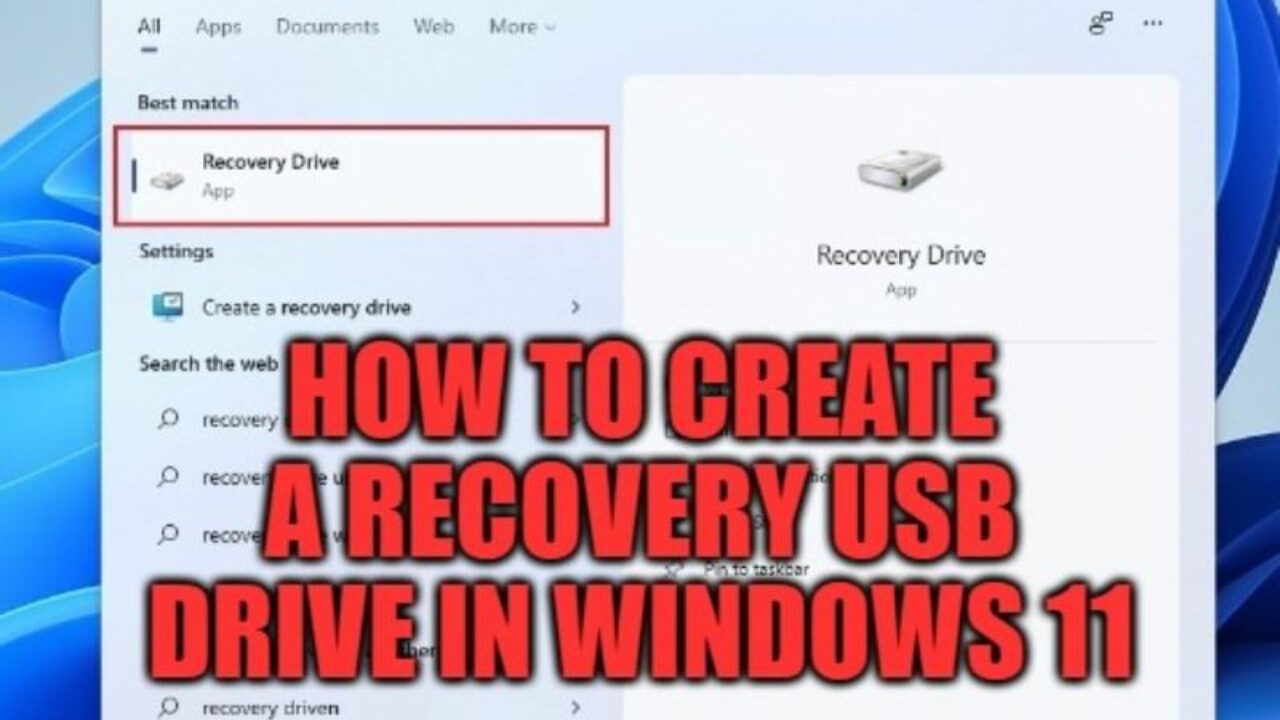 How to a Recovery Drive Windows 11