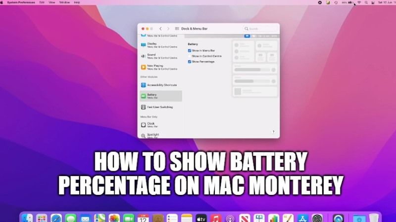 как показать процент заряда батареи на mac monterey