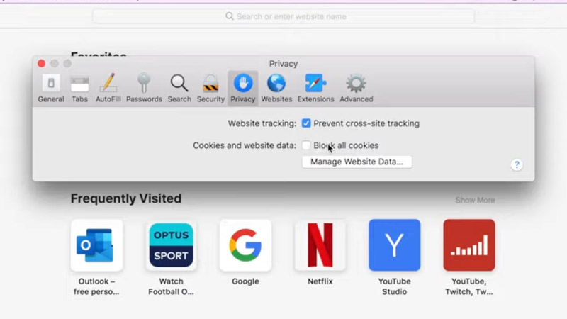 enabling cookies on safari mac