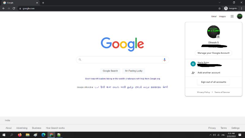 how to make google account default on firefox