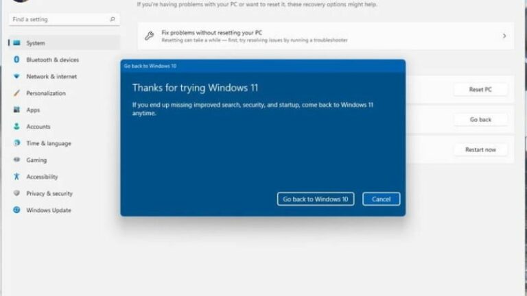 How to Revert Back to Windows 10 from Windows 11