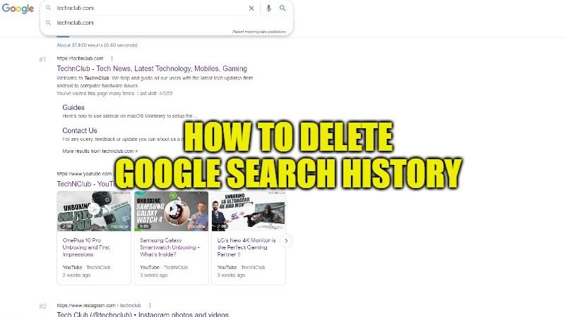 how to delete google search history