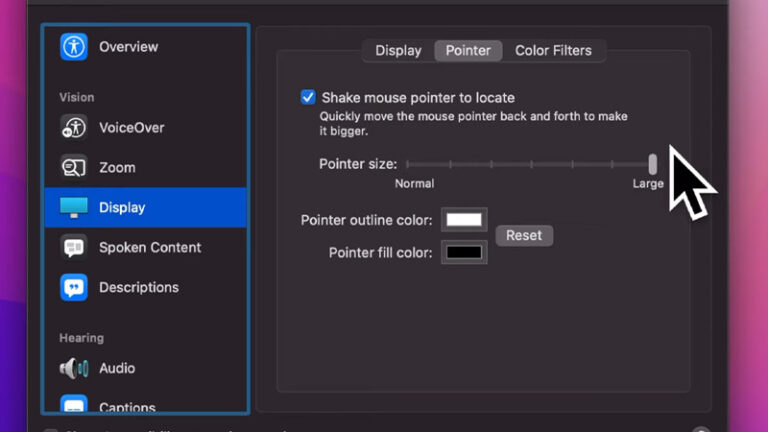 how to change the mouse pointer on mac