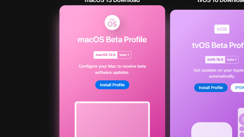 Загрузить бета-профиль macOS 13 Ventura