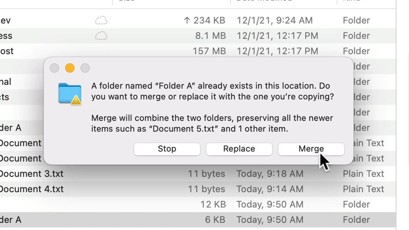 merge folders in mac