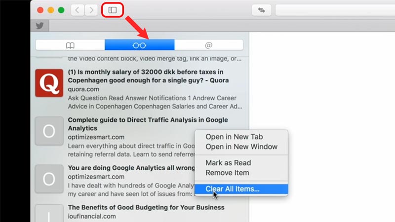 how to clear safari reading list on a mac