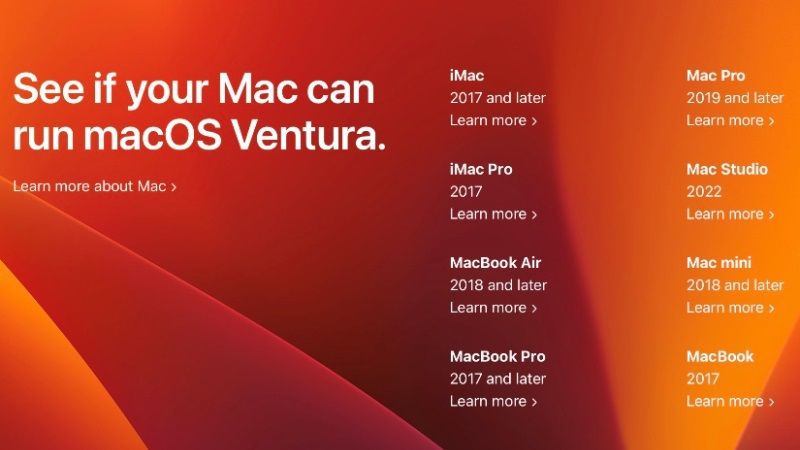 можно ли установить macos ventura на macbook air 2017?