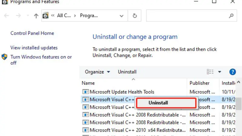 исправить обнаруженную ошибку в более новой версии распространяемого пакета Microsoft Visual C++ 2010