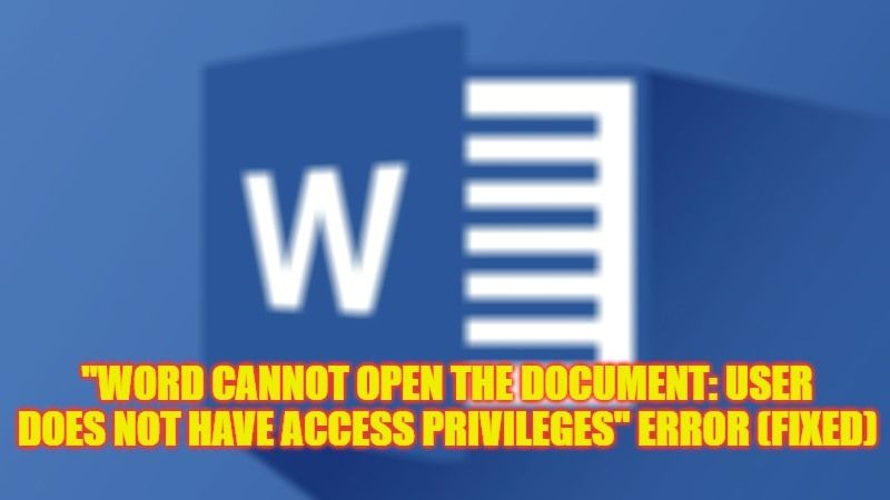 how to fix word cannot open the document user does not have access privileges