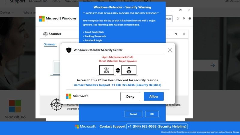 исправить мошенничество с предупреждением о безопасности Microsoft или Windows