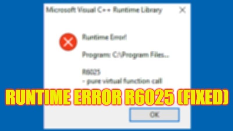 how to fix runtime error r6025