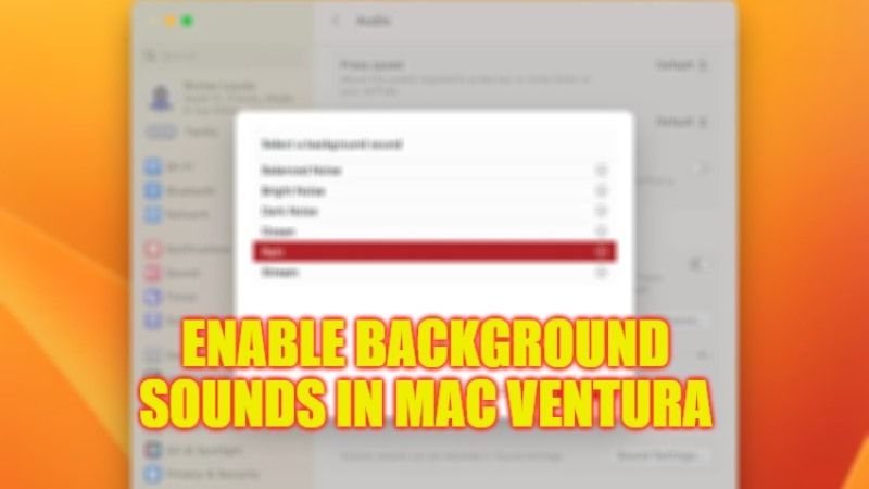 how to use enable background sounds in macos ventura