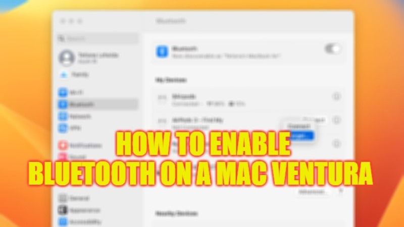 как включить Bluetooth на Mac Ventura
