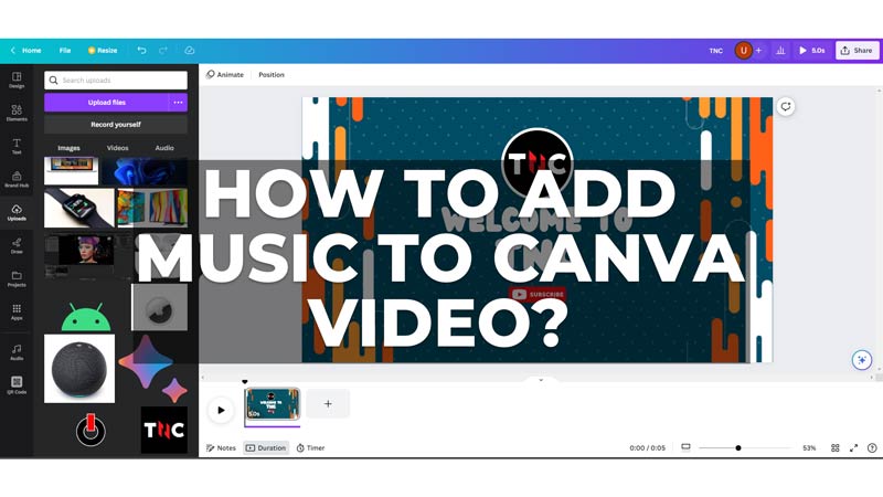 Добавить музыку в видео Canva