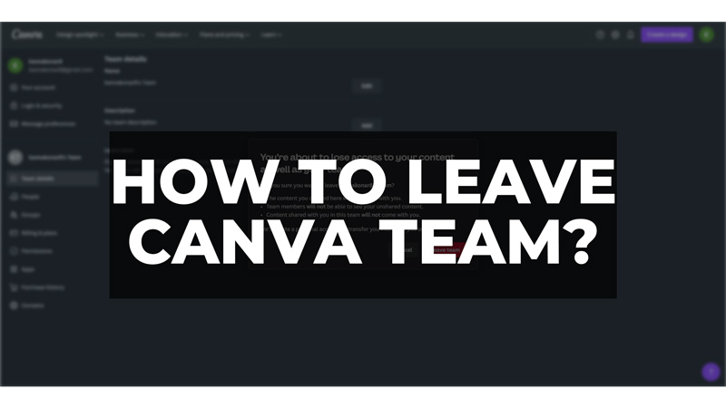 Покинуть команду Canva