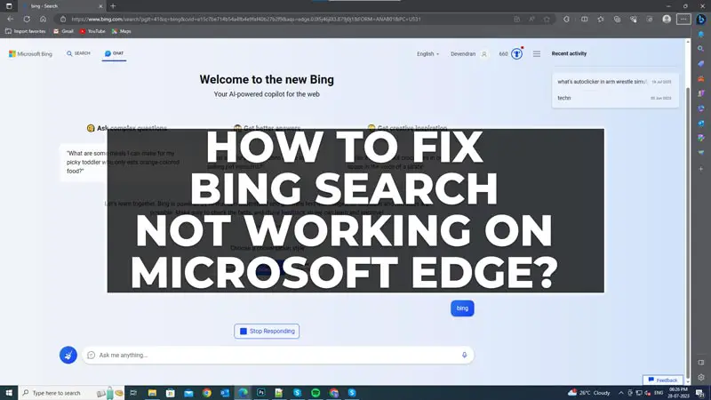 Исправить поиск Bing, не работающий с ошибкой Microsoft Edge