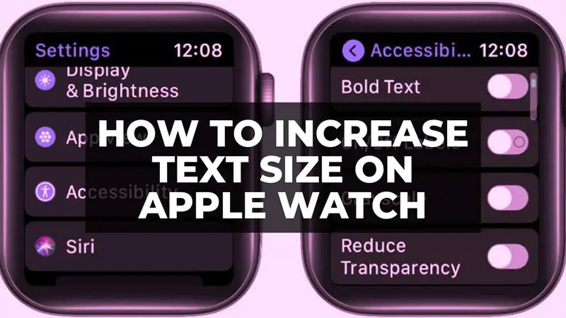как увеличить размер текста на Apple Watch
